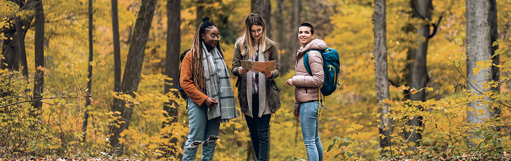 friends autumn nature walk hike