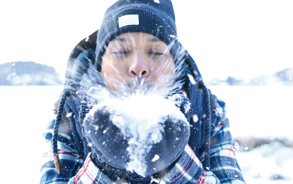 close up blow snow winter