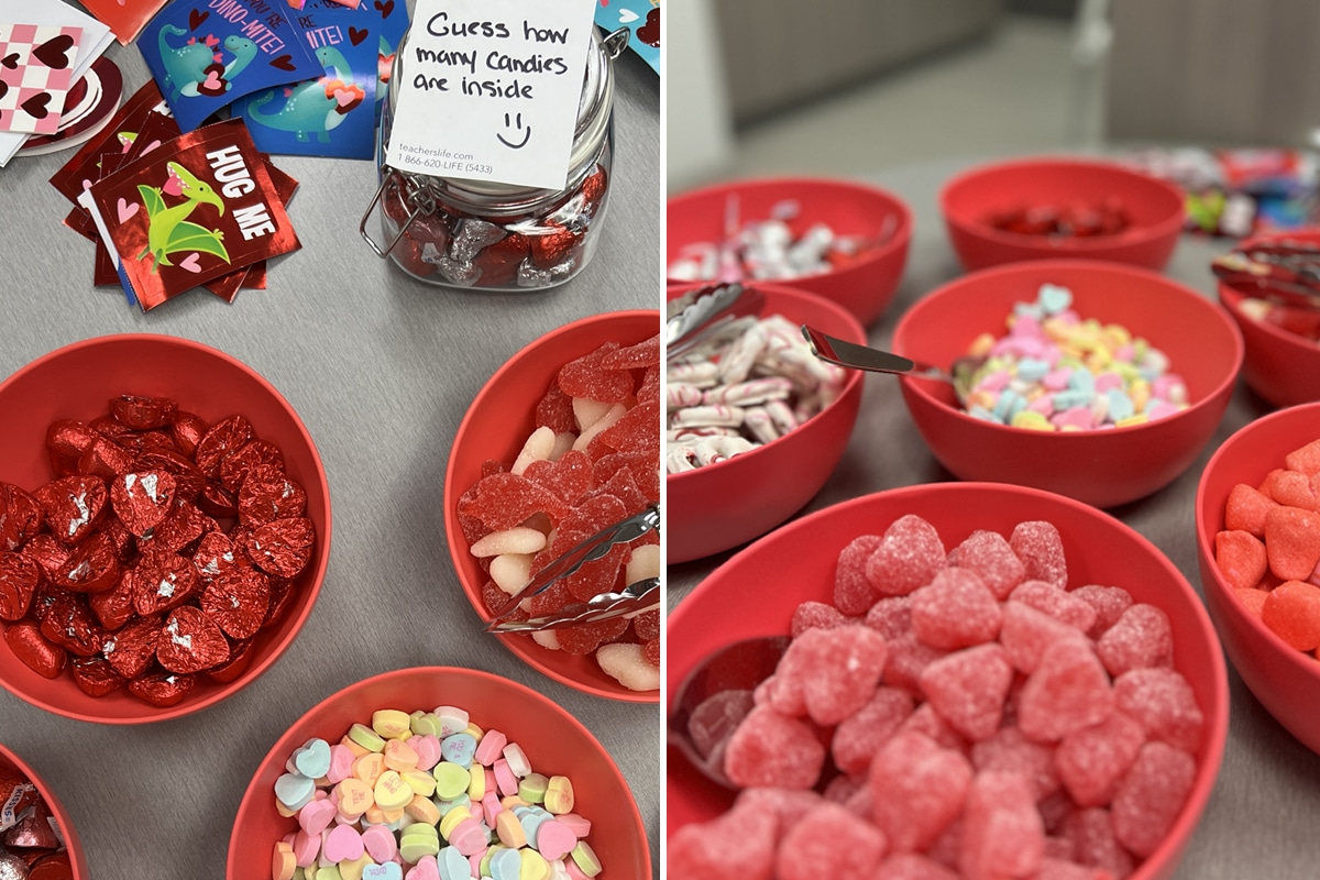 close up valentines candy